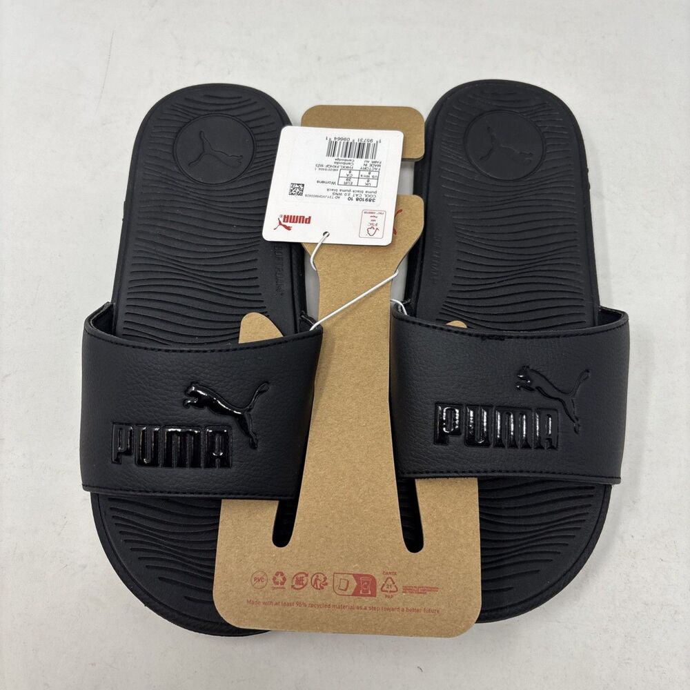 Puma Cool Cat 2.0 Womens Slide Sandals Size 8 Triple Black Slides